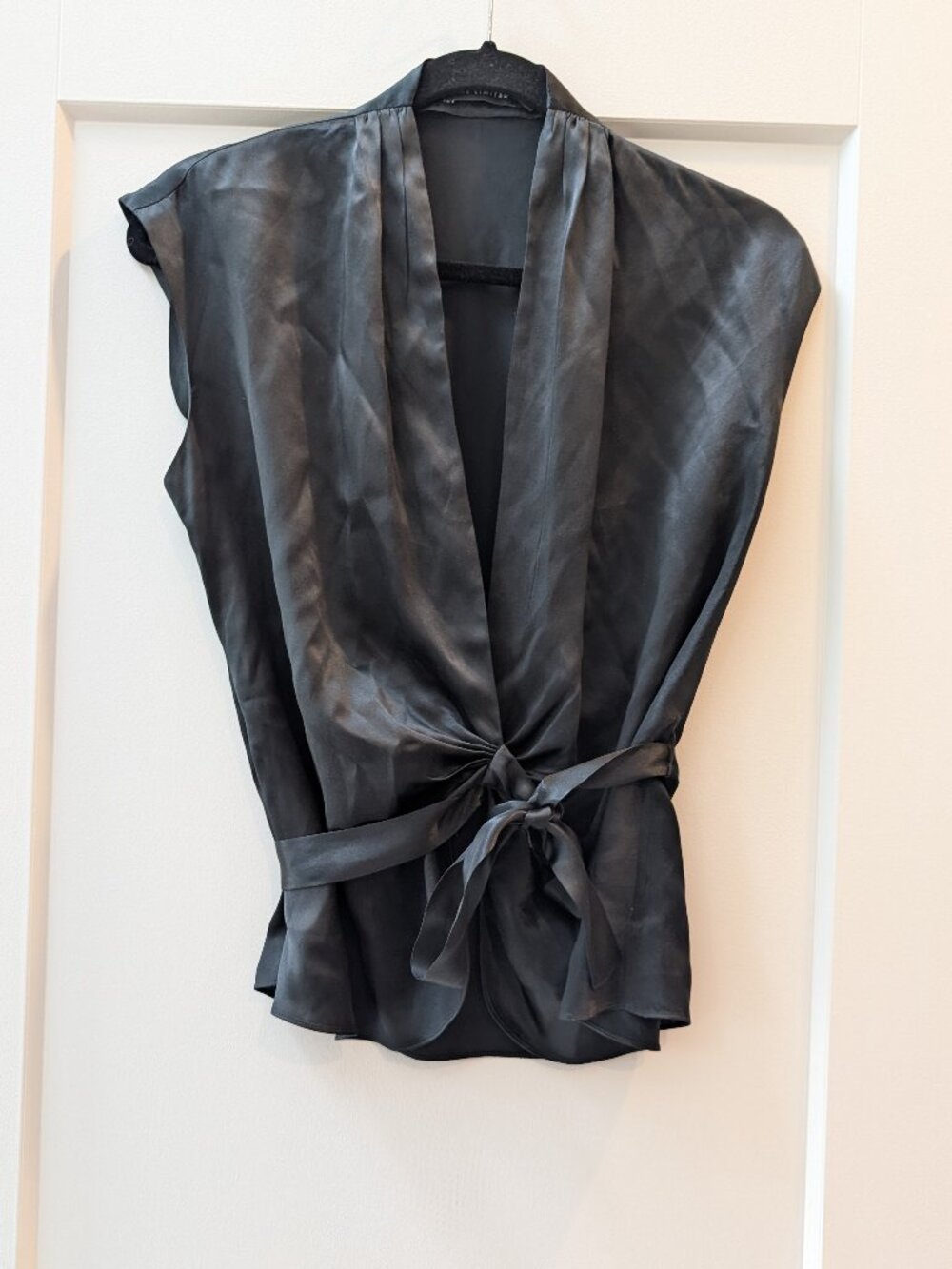 The Limited 100% Silk Black Sleeveless Wrap Blouse Top Size Small